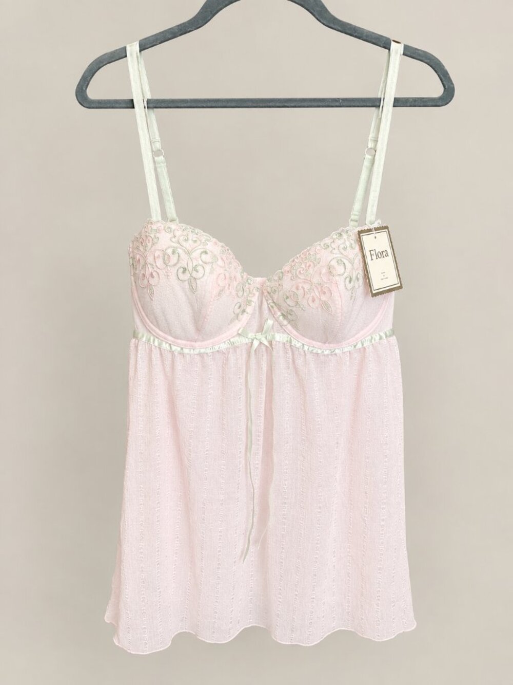 Flora by Flora Nikrooz Pink Babydoll Chemise XL Underwire Bridal Lingerie NWT